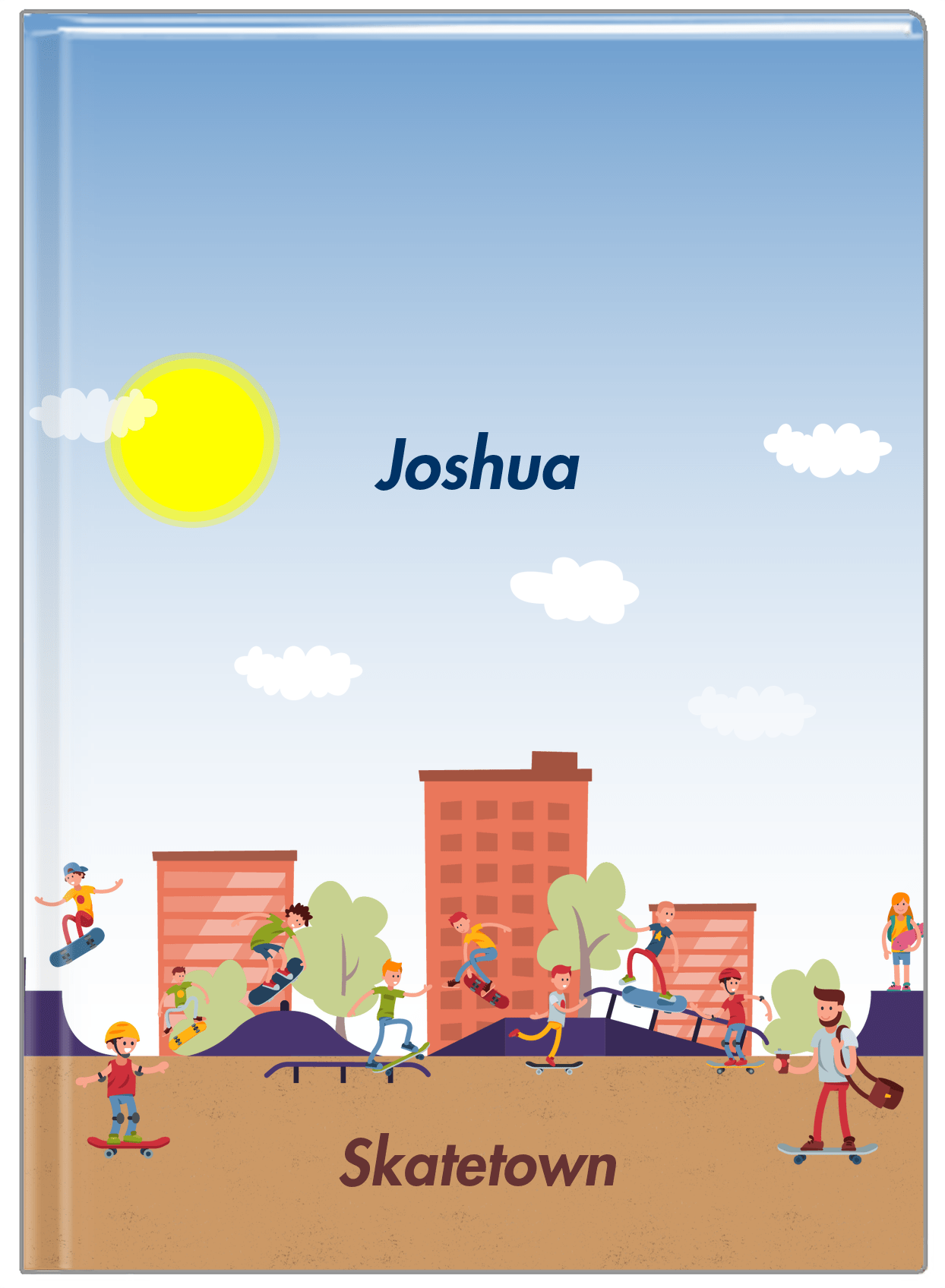 Personalized Skateboarding Journal I - Blue Background - Front View