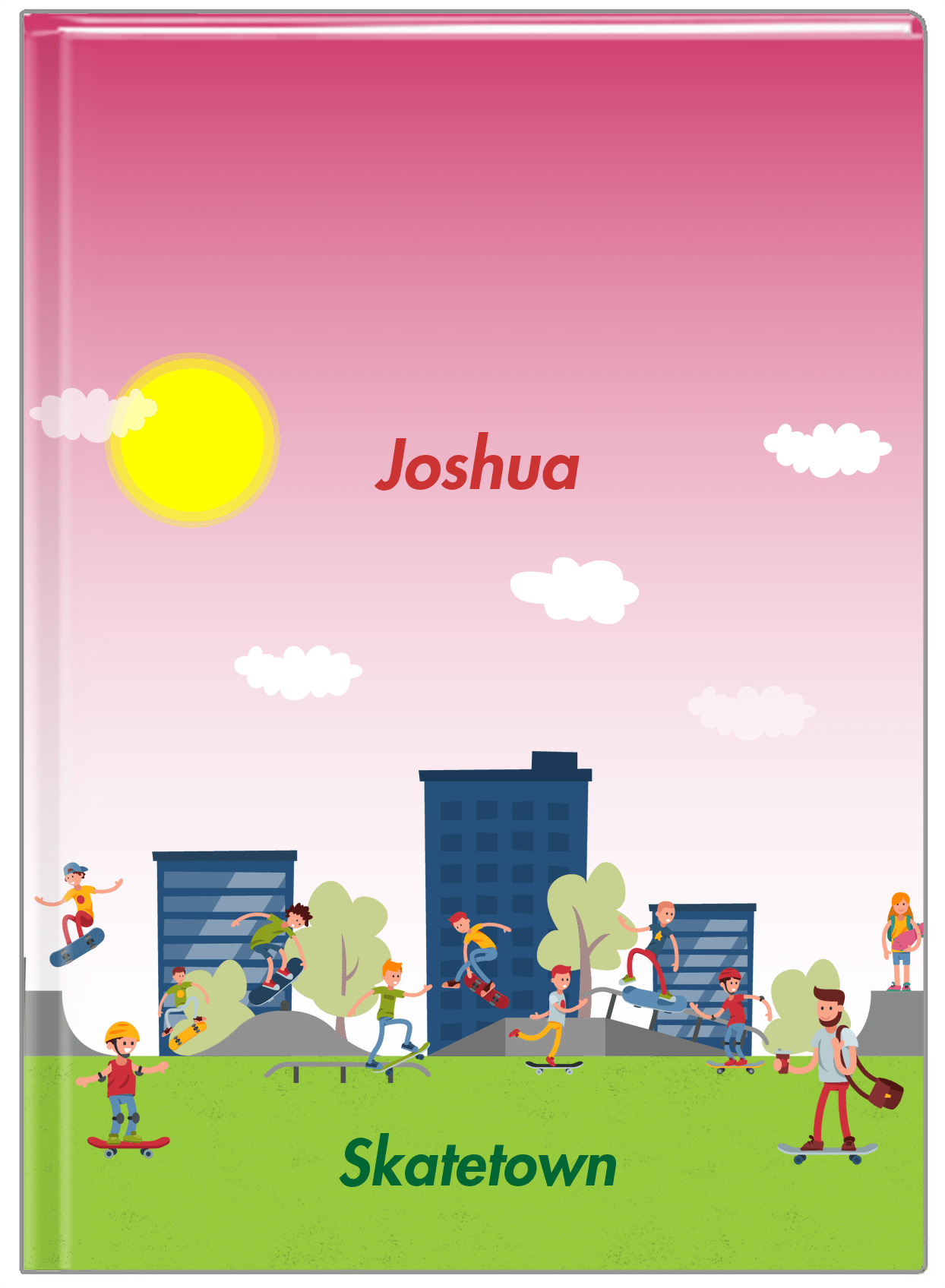 Personalized Skateboarding Journal I - Red Background - Front View