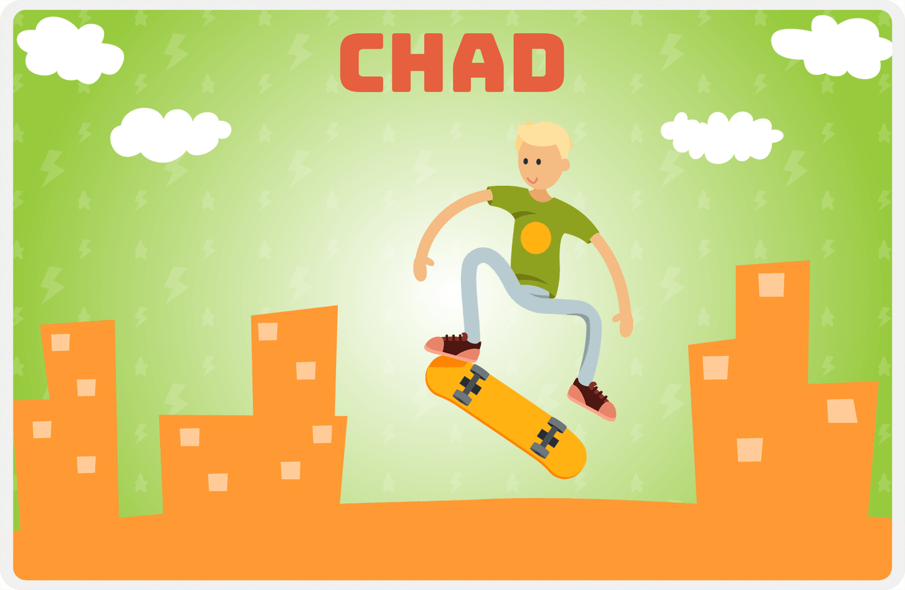 Personalized Skateboarding Placemat II - Blond Boy -  View