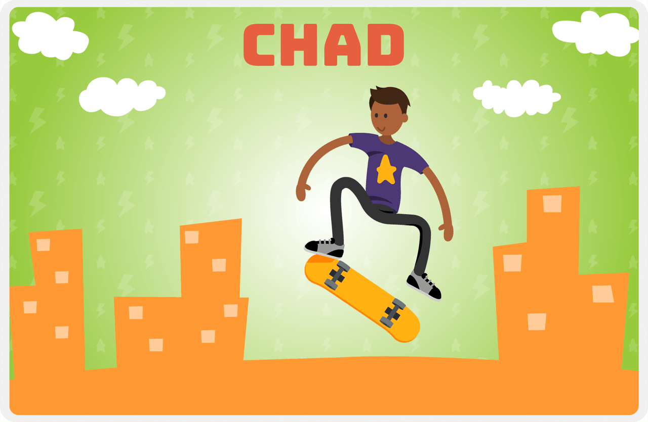 Personalized Skateboarding Placemat II - Black Boy II -  View