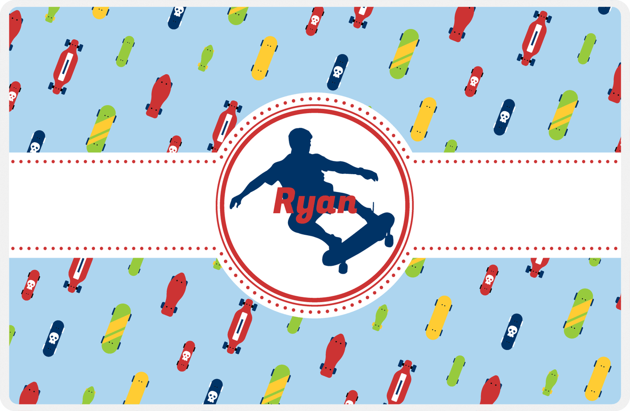 Personalized Skateboarding Placemat IV - Skater Silhouette V -  View