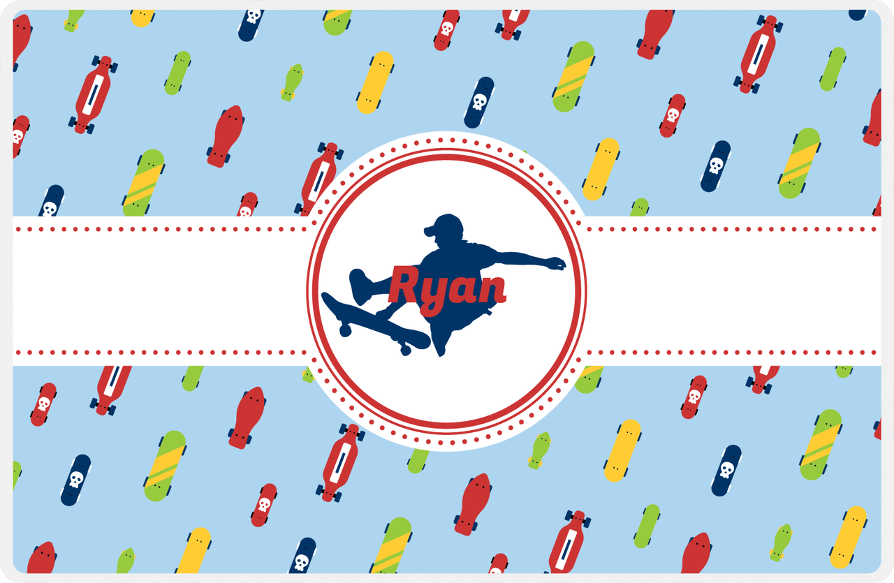 Personalized Skateboarding Placemat IV - Skater Silhouette VI -  View