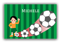 Thumbnail for Personalized Soccer Canvas Wrap & Photo Print II - Big Kick - Black Hair Girl I - Front View