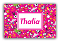 Thumbnail for Personalized Soccer Canvas Wrap & Photo Print XX - Pink Background - Rectangle Nameplate - Front View