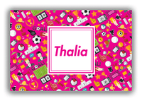 Thumbnail for Personalized Soccer Canvas Wrap & Photo Print XX - Pink Background - Square Nameplate - Front View