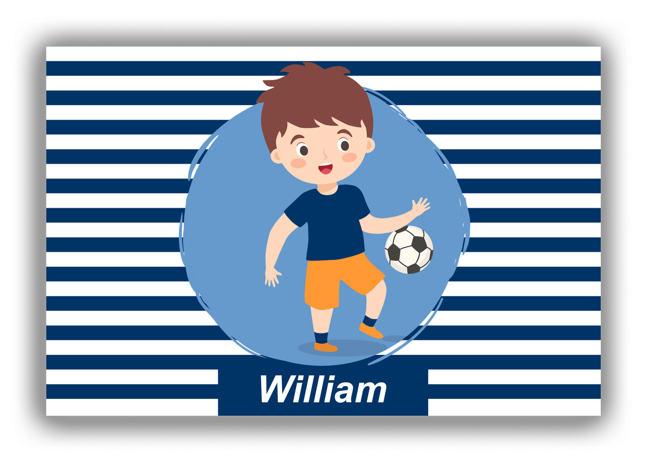 Personalized Soccer Canvas Wrap & Photo Print XXIV - Portal Kick - Brown Hair Boy I - Front View