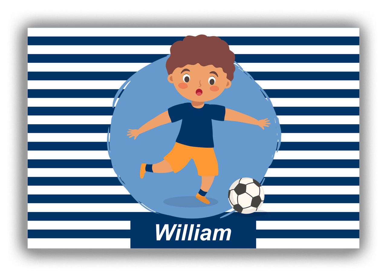 Personalized Soccer Canvas Wrap & Photo Print XXIV - Portal Kick - Black Boy - Front View
