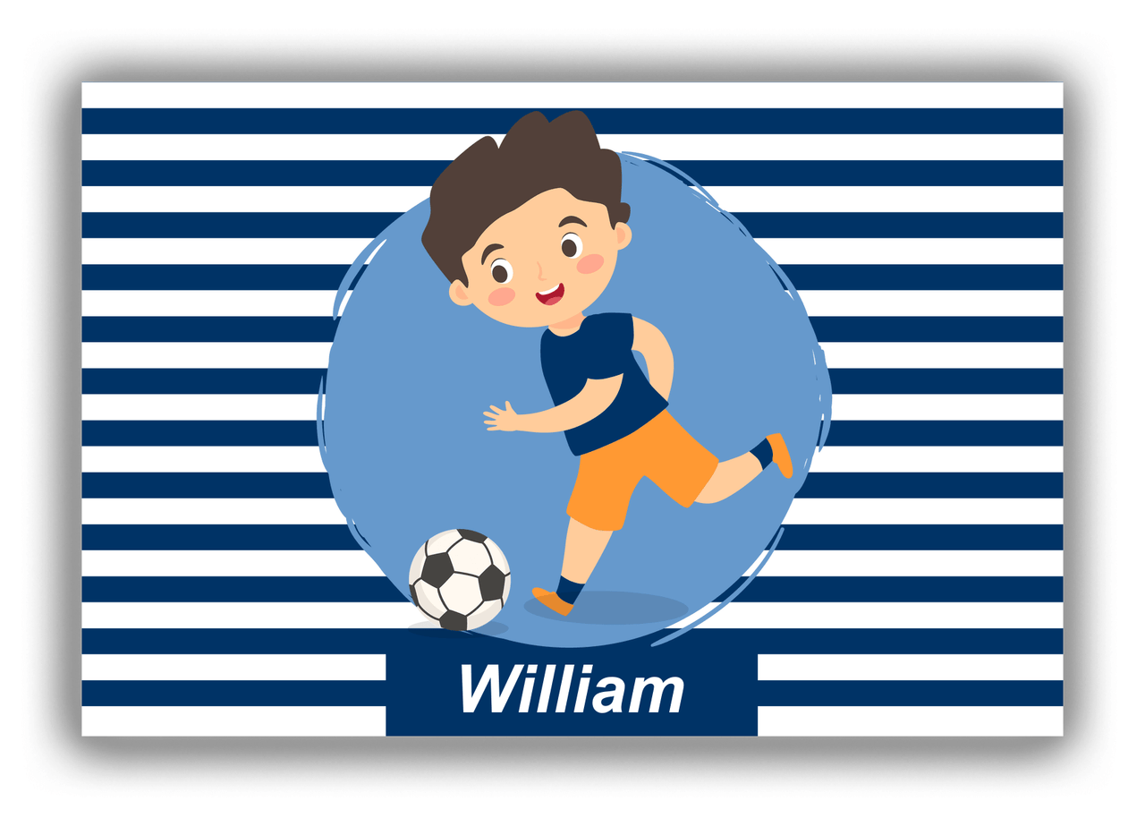 Personalized Soccer Canvas Wrap & Photo Print XXIV - Portal Kick - Black Hair Boy - Front View
