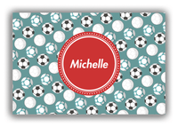 Thumbnail for Personalized Soccer Canvas Wrap & Photo Print XXV - Green Background - Circle Nameplate - Front View