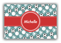 Thumbnail for Personalized Soccer Canvas Wrap & Photo Print XXV - Green Background - Circle Ribbon Nameplate - Front View