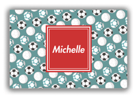 Thumbnail for Personalized Soccer Canvas Wrap & Photo Print XXV - Green Background - Square Nameplate - Front View