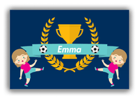 Thumbnail for Personalized Soccer Canvas Wrap & Photo Print XXVIII - Trophy Ribbon - Blonde Girl I - Front View