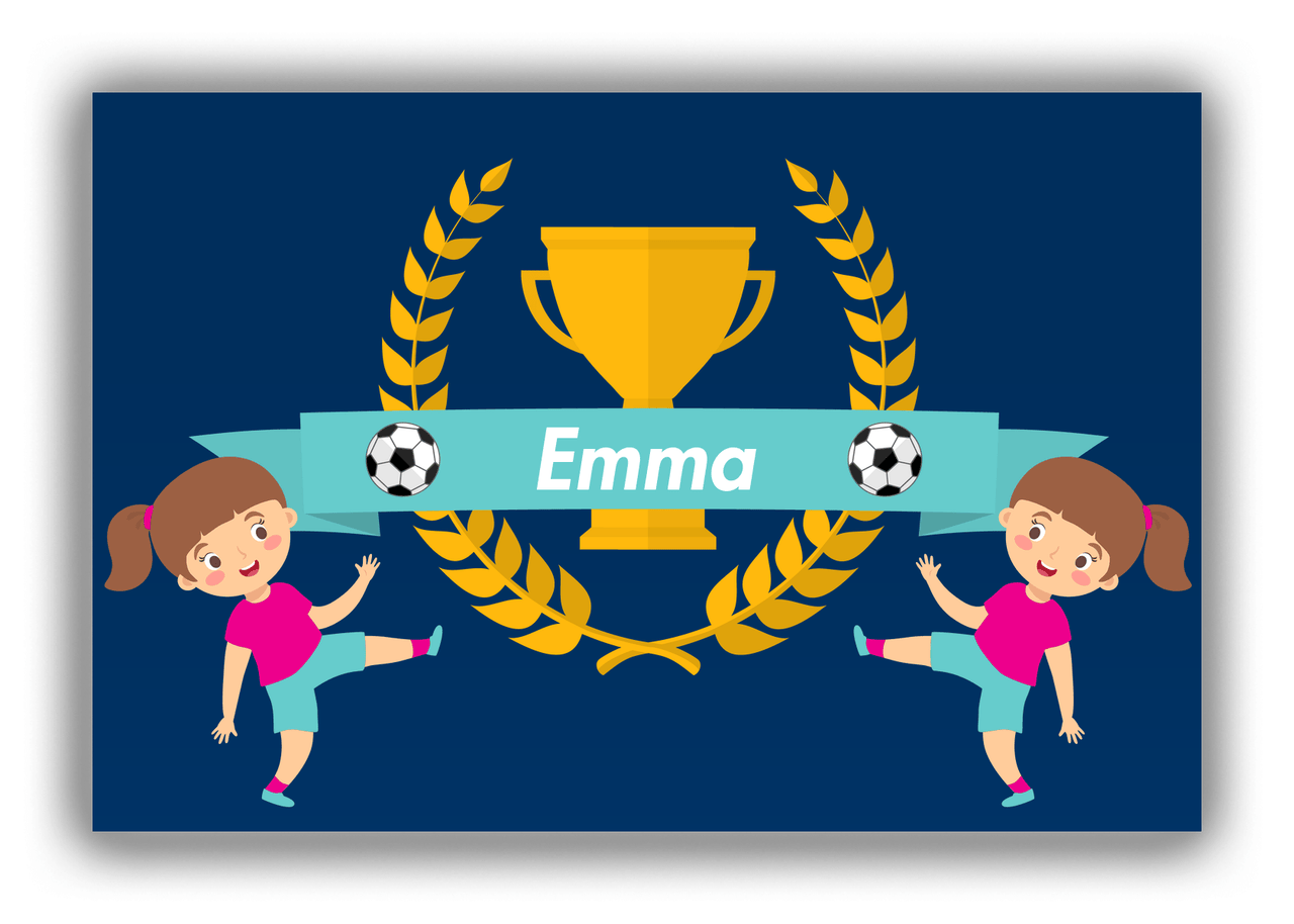 Personalized Soccer Canvas Wrap & Photo Print XXVIII - Trophy Ribbon - Brunette Girl II - Front View