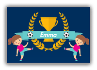 Thumbnail for Personalized Soccer Canvas Wrap & Photo Print XXVIII - Trophy Ribbon - Brunette Girl II - Front View