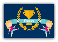 Thumbnail for Personalized Soccer Canvas Wrap & Photo Print XXVIII - Trophy Ribbon - Blonde Girl II - Front View