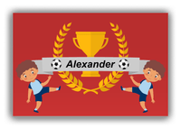 Thumbnail for Personalized Soccer Canvas Wrap & Photo Print XXIX - Trophy Ribbon - Black Boy - Front View