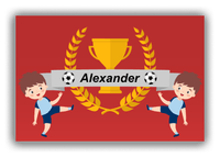 Thumbnail for Personalized Soccer Canvas Wrap & Photo Print XXIX - Trophy Ribbon - Brown Hair Boy II - Front View