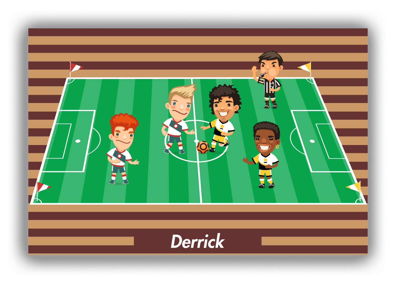 Personalized Soccer Canvas Wrap & Photo Print XXXII - Boys Team - Brown Background - Front View
