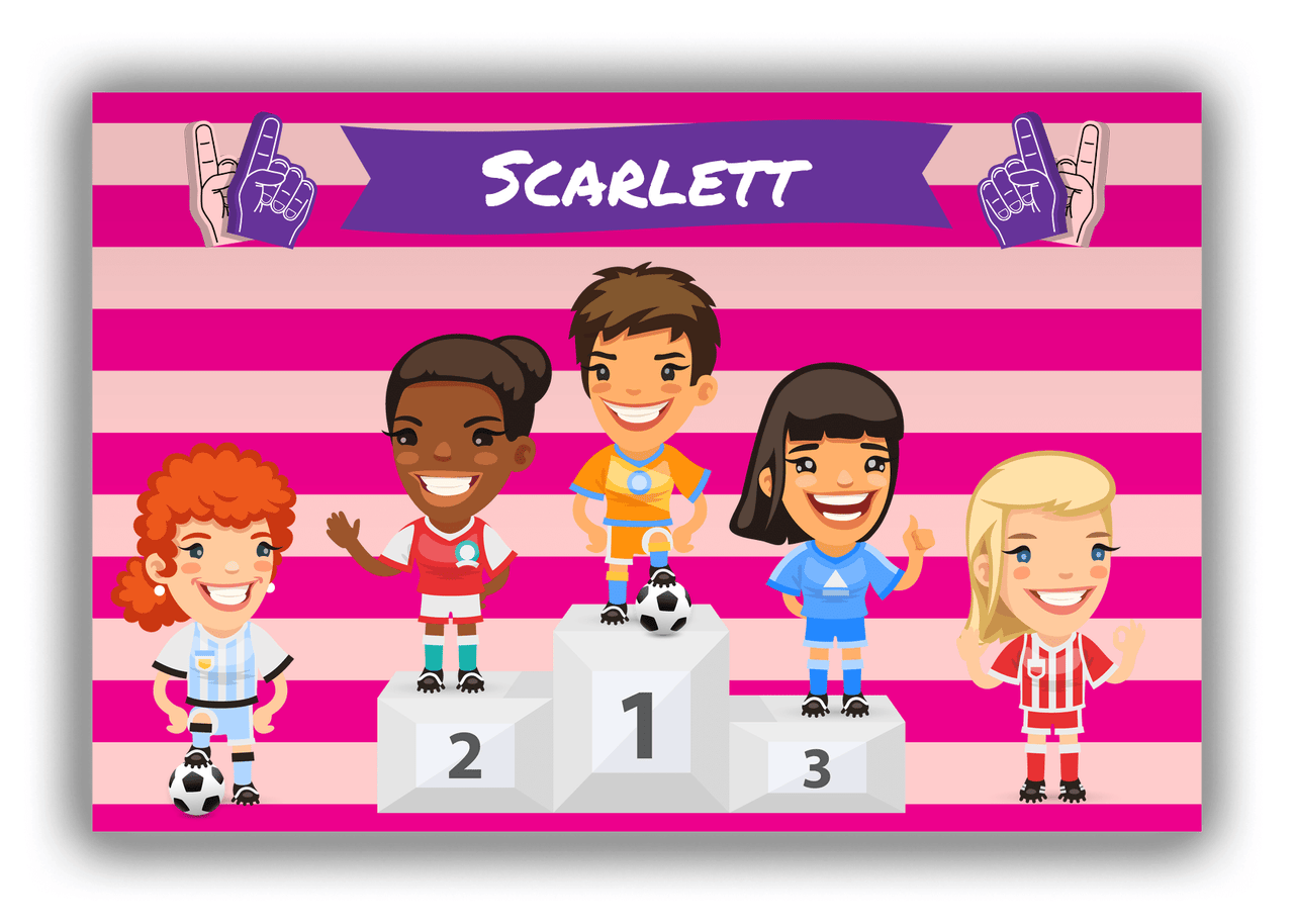 Personalized Soccer Canvas Wrap & Photo Print XXXV - Podium Winners - Brunette Girl II - Front View