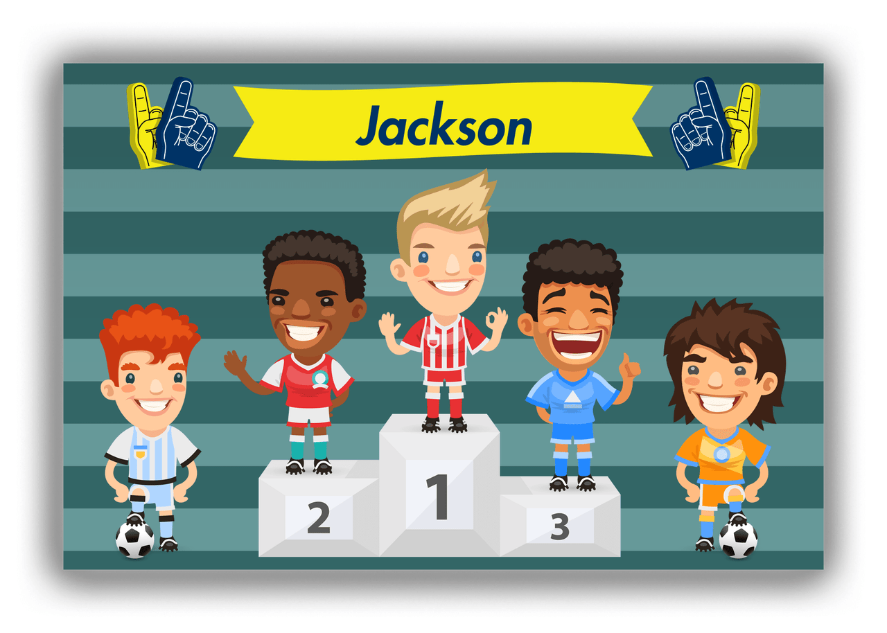 Personalized Soccer Canvas Wrap & Photo Print XXXVI - Podium Winners - Blond Boy - Front View
