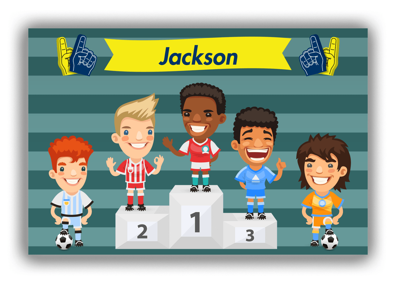 Personalized Soccer Canvas Wrap & Photo Print XXXVI - Podium Winners - Black Boy - Front View