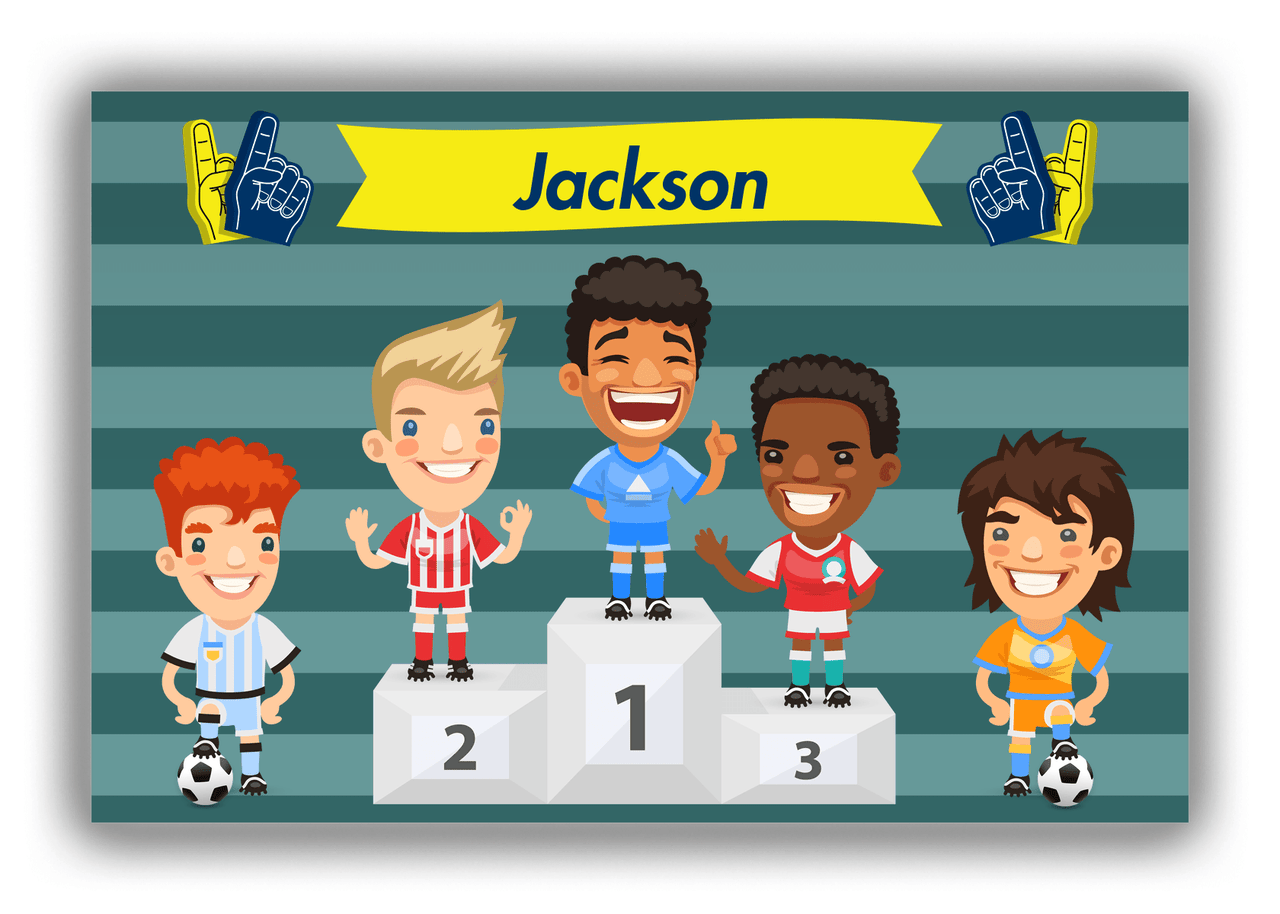 Personalized Soccer Canvas Wrap & Photo Print XXXVI - Podium Winners - Brown Hair Boy I - Front View