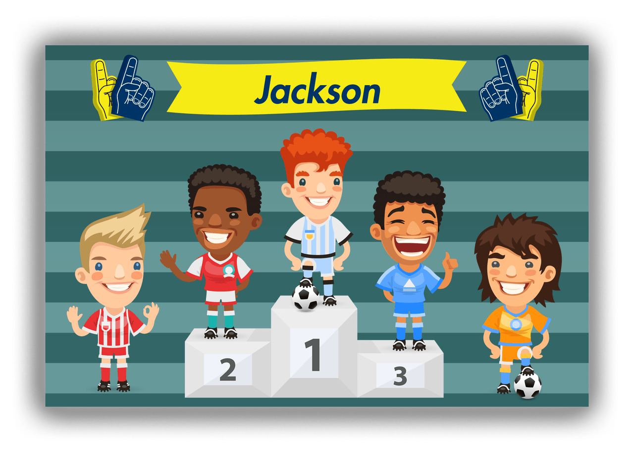 Personalized Soccer Canvas Wrap & Photo Print XXXVI - Podium Winners - Redhead Boy - Front View