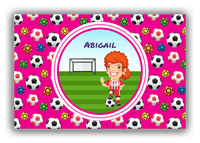 Thumbnail for Personalized Soccer Canvas Wrap & Photo Print XXXIX - Pink Background - Redhead Girl - Front View