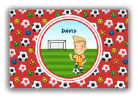 Thumbnail for Personalized Soccer Canvas Wrap & Photo Print XL - Red Background - Blond Boy II - Front View