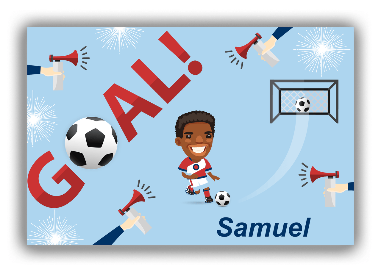 Personalized Soccer Canvas Wrap & Photo Print XLII - Goal Airhorn - Black Boy - Front View