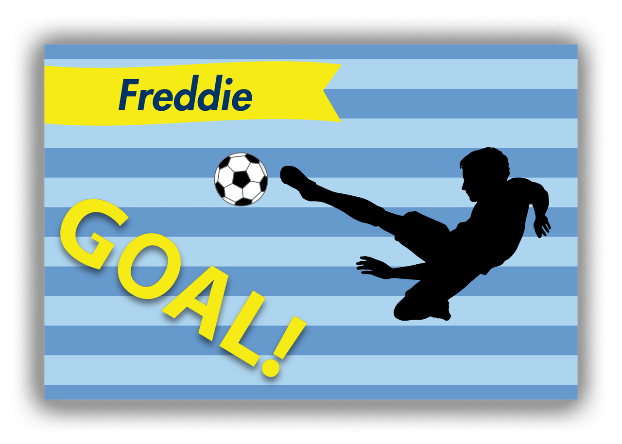 Personalized Soccer Canvas Wrap & Photo Print XLIV - Goal Stripes - Boy Silhouette I - Front View