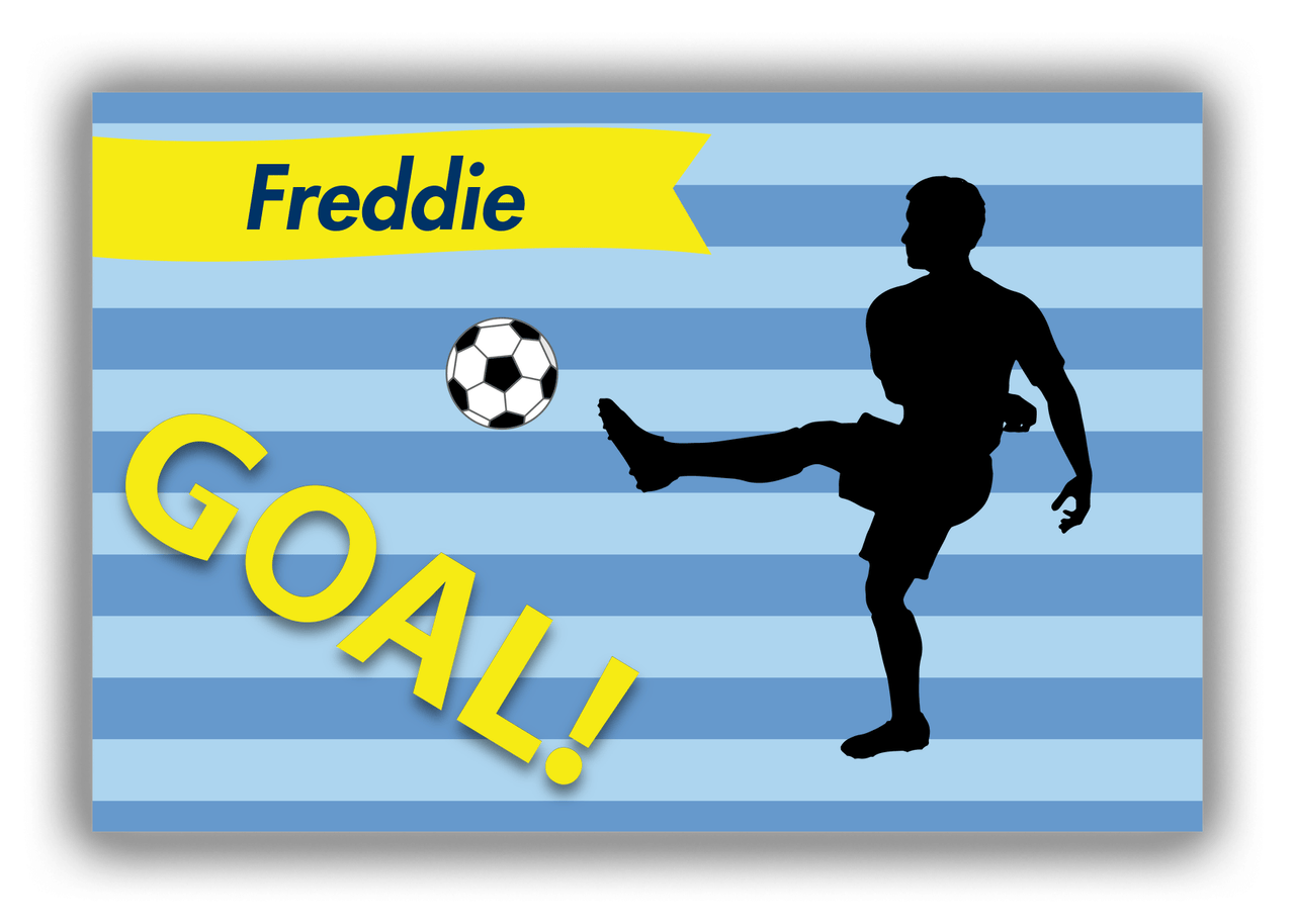 Personalized Soccer Canvas Wrap & Photo Print XLIV - Goal Stripes - Boy Silhouette II - Front View