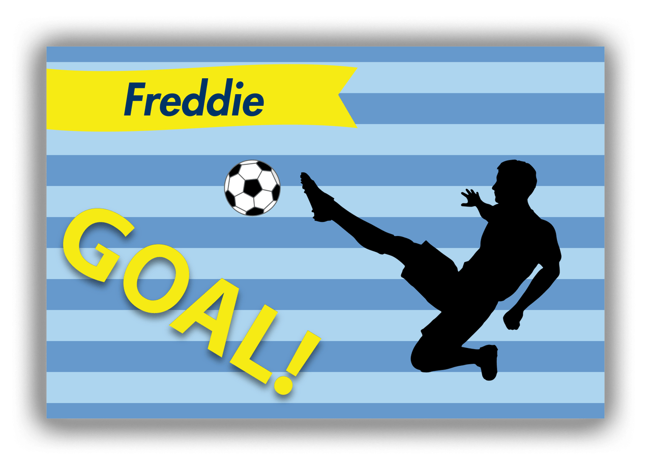 Personalized Soccer Canvas Wrap & Photo Print XLIV - Goal Stripes - Boy Silhouette III - Front View