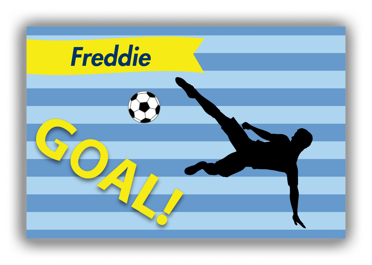 Personalized Soccer Canvas Wrap & Photo Print XLIV - Goal Stripes - Boy Silhouette IV - Front View