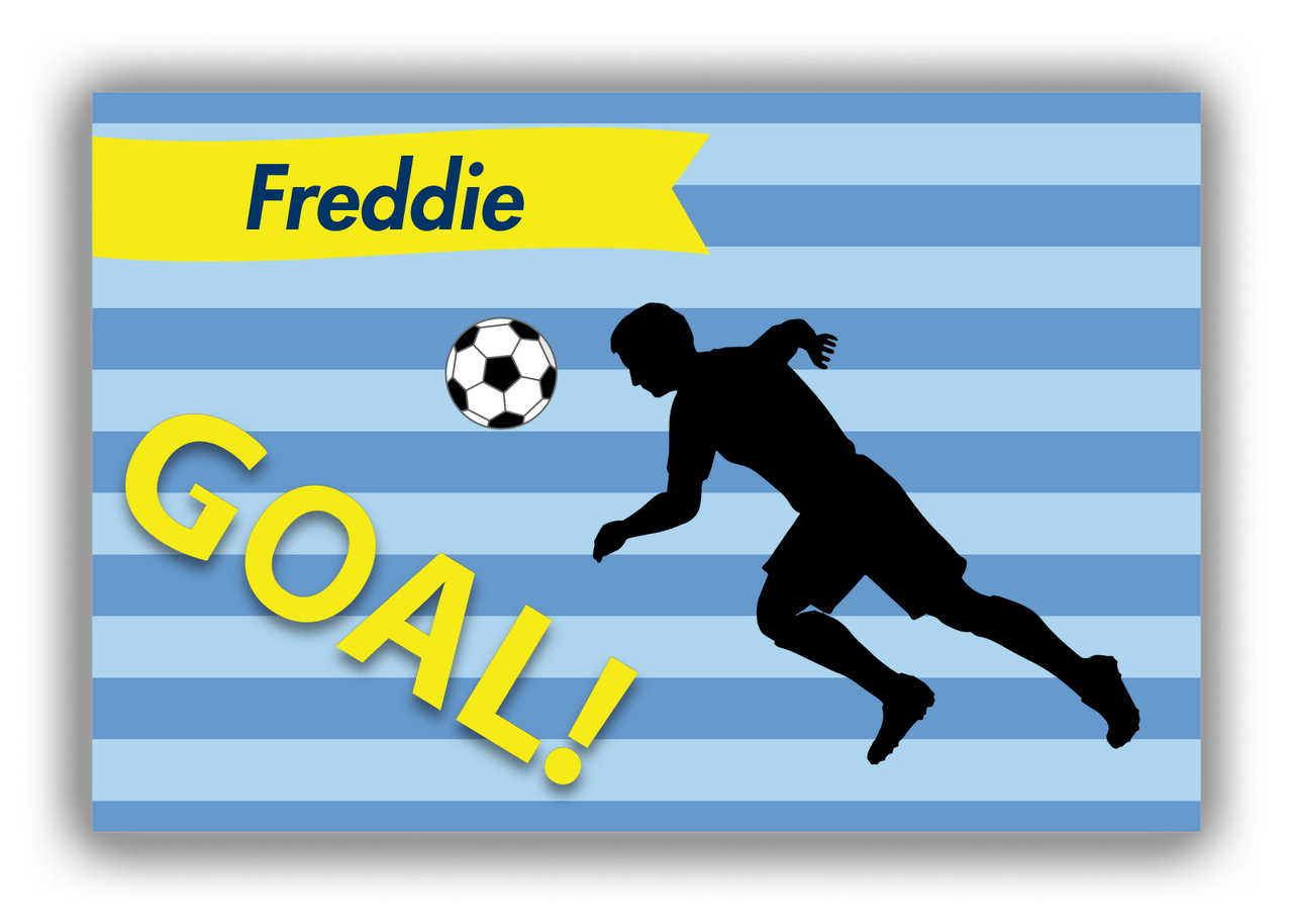 Personalized Soccer Canvas Wrap & Photo Print XLIV - Goal Stripes - Boy Silhouette V - Front View