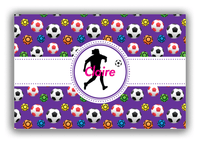 Thumbnail for Personalized Soccer Canvas Wrap & Photo Print XLVIII - Ribbon Pattern - Girl Silhouette III - Front View