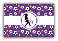 Thumbnail for Personalized Soccer Canvas Wrap & Photo Print XLVIII - Ribbon Pattern - Girl Silhouette V - Front View