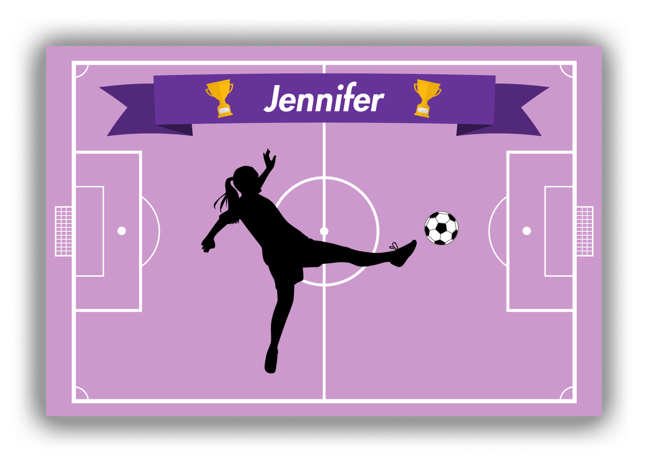 Personalized Soccer Canvas Wrap & Photo Print L - Field Ribbon - Girl Silhouette I - Front View