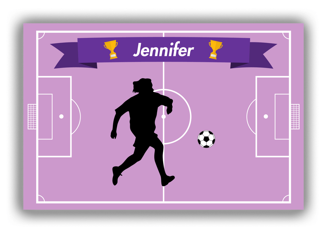 Personalized Soccer Canvas Wrap & Photo Print L - Field Ribbon - Girl Silhouette III - Front View