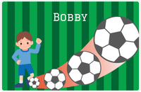 Thumbnail for Personalized Soccer Placemat III - Green Background - Brown Haired Boy -  View