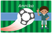 Thumbnail for Personalized Soccer Placemat IV - Green Background - Black Girl -  View