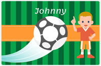 Thumbnail for Personalized Soccer Placemat V - Green Background - Blond Haired Boy -  View