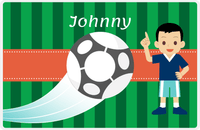 Thumbnail for Personalized Soccer Placemat V - Green Background - Asian Boy -  View