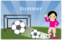 Thumbnail for Personalized Soccer Placemat VII - Blue Background - Asian Girl -  View