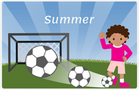 Thumbnail for Personalized Soccer Placemat VII - Blue Background - Black Girl -  View