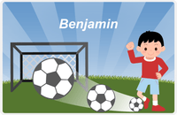 Thumbnail for Personalized Soccer Placemat VIII - Blue Background - Black Hair Boy -  View