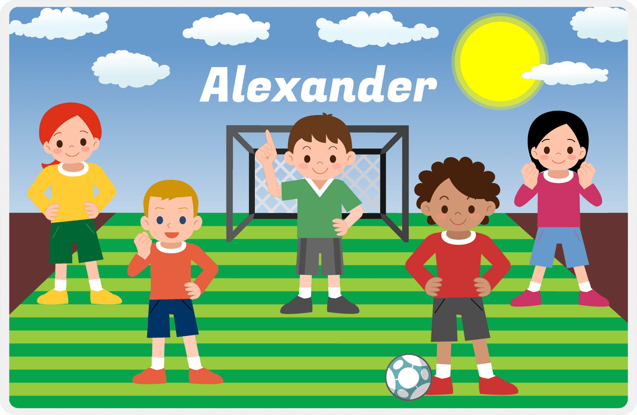 Personalized Soccer Placemat XI - Green Background - Soccer Team I -  View