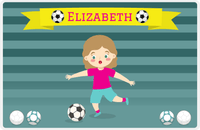 Thumbnail for Personalized Soccer Placemat XVIII - Yellow Ribbon - Blonde Girl -  View