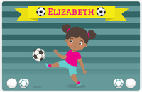 Thumbnail for Personalized Soccer Placemat XVIII - Yellow Ribbon - Black Girl -  View