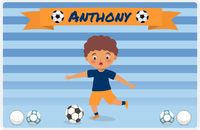 Thumbnail for Personalized Soccer Placemat XIX - Orange Ribbon - Black Boy -  View